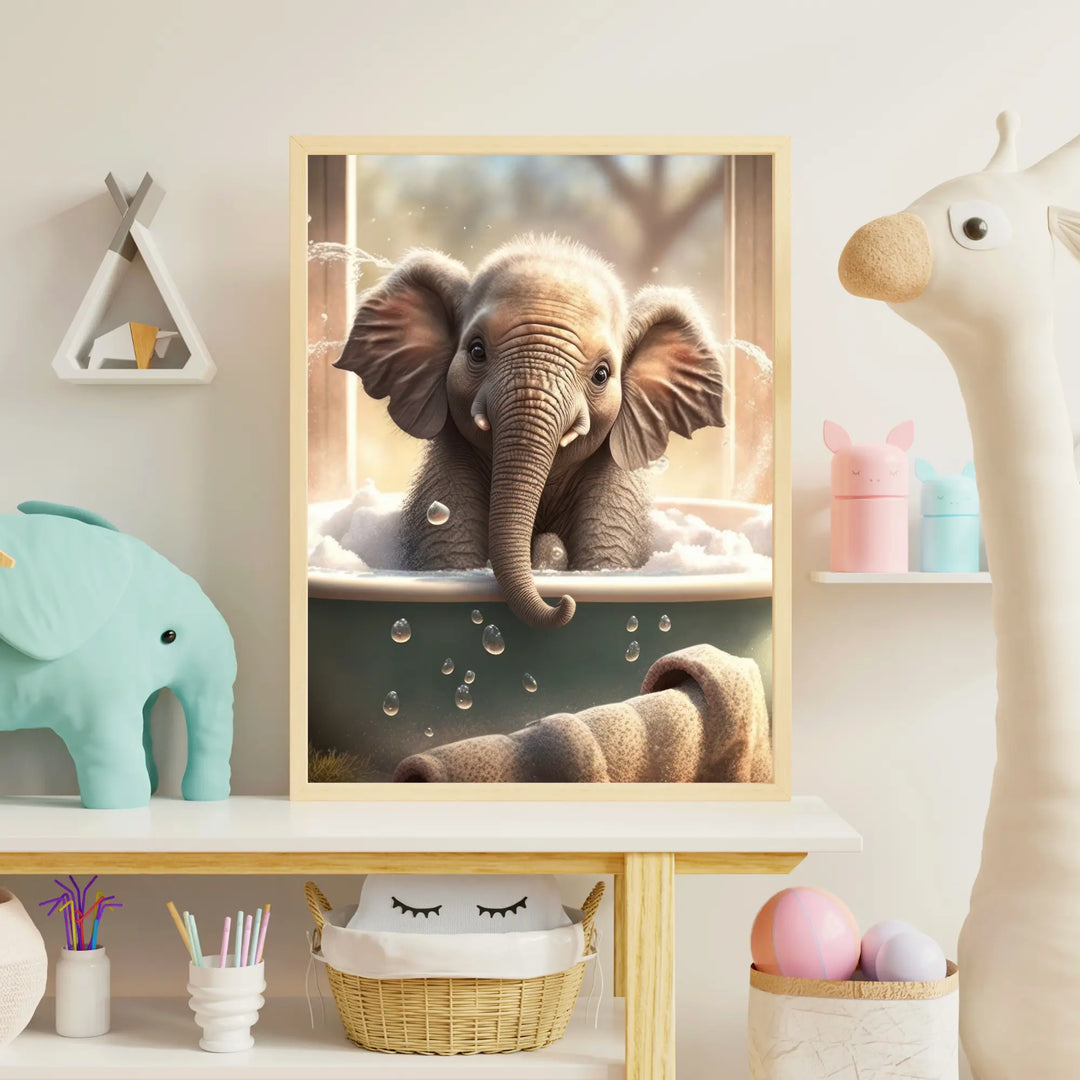 Affiche Bébé éléphant au bain - KoalaChicStudio