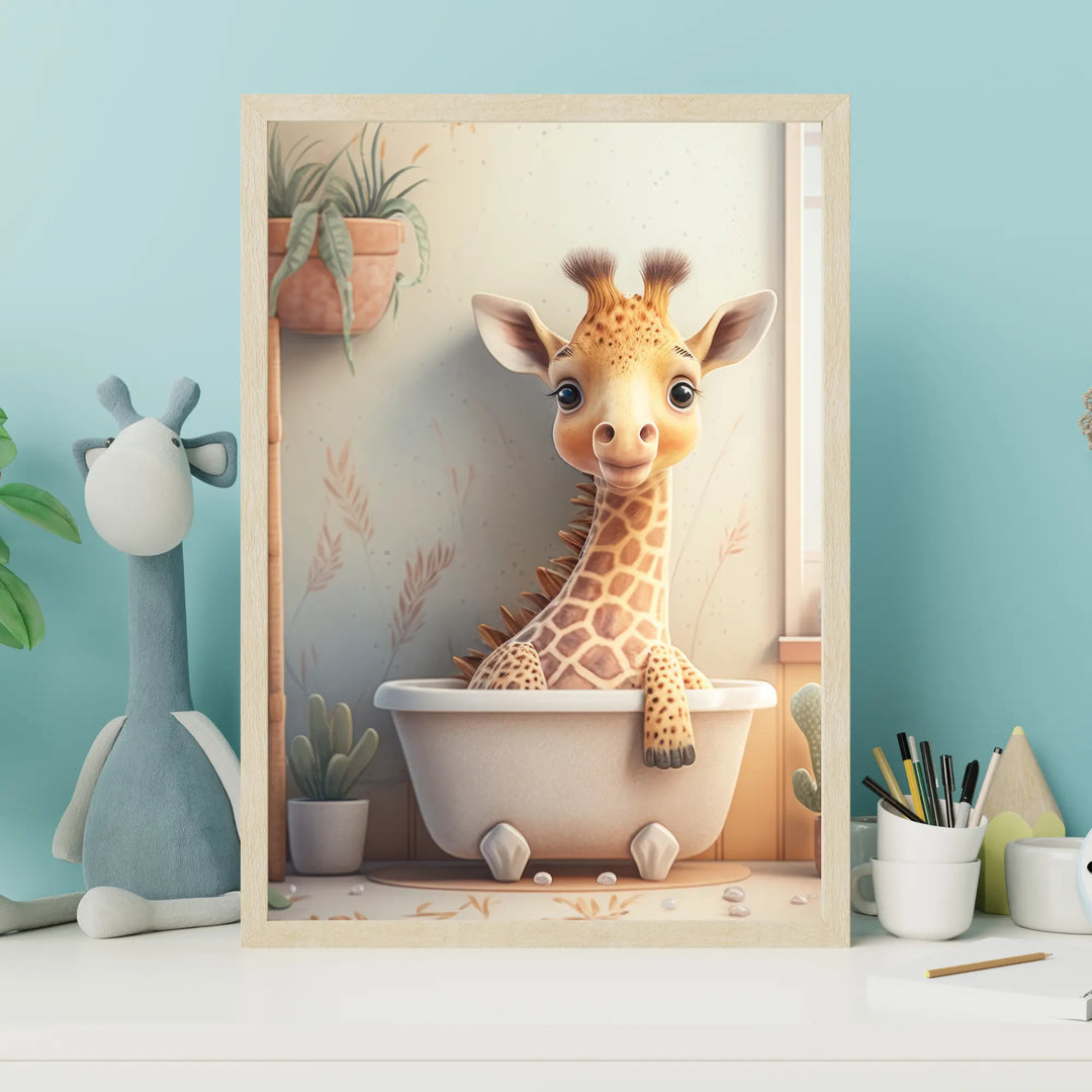 Affiche Girafe dans sa baignoire - KoalaChicStudio