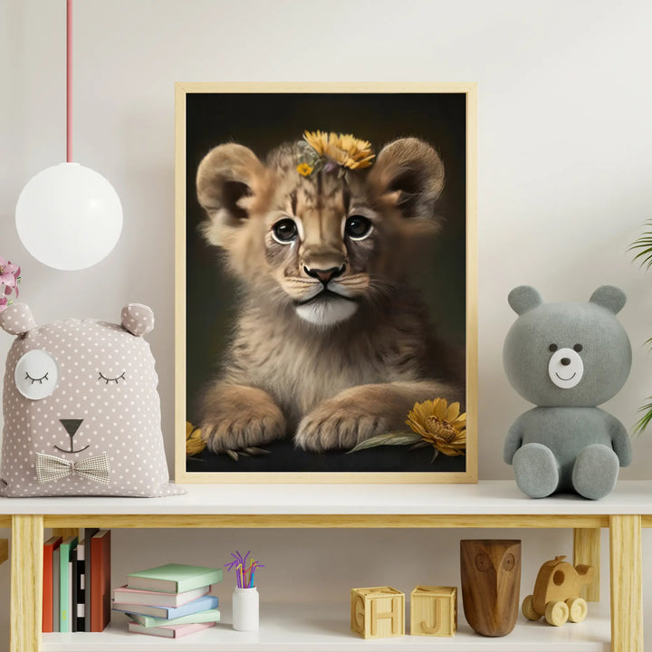 Affiche Bébé Lion Fleur - KoalaChicStudio