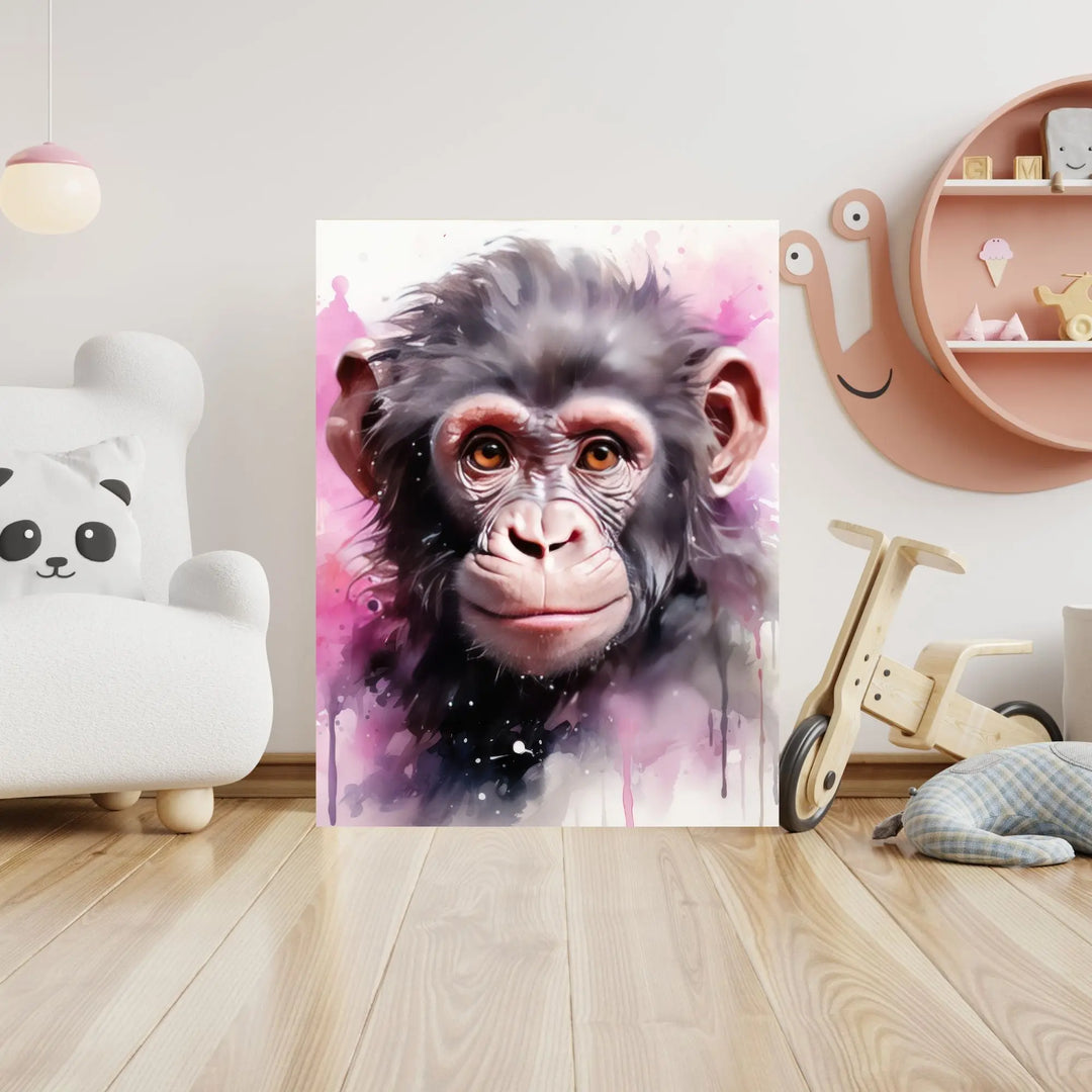 Affiche Bébé Chimpanzé rose - Koala Chic Studio