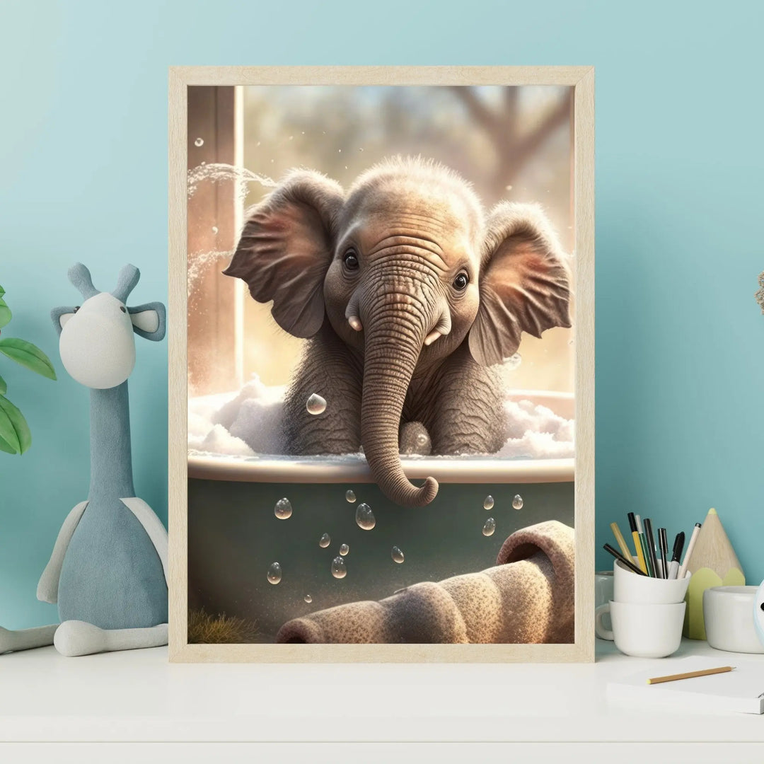 Affiche Bébé éléphant au bain - KoalaChicStudio