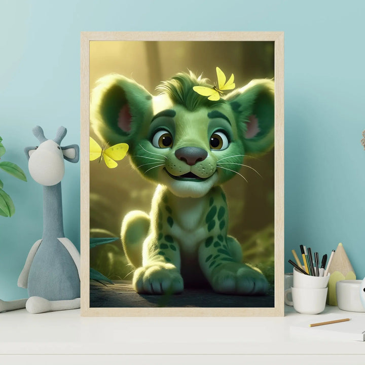 Affiche Bébé Lion vert - KoalaChicStudio