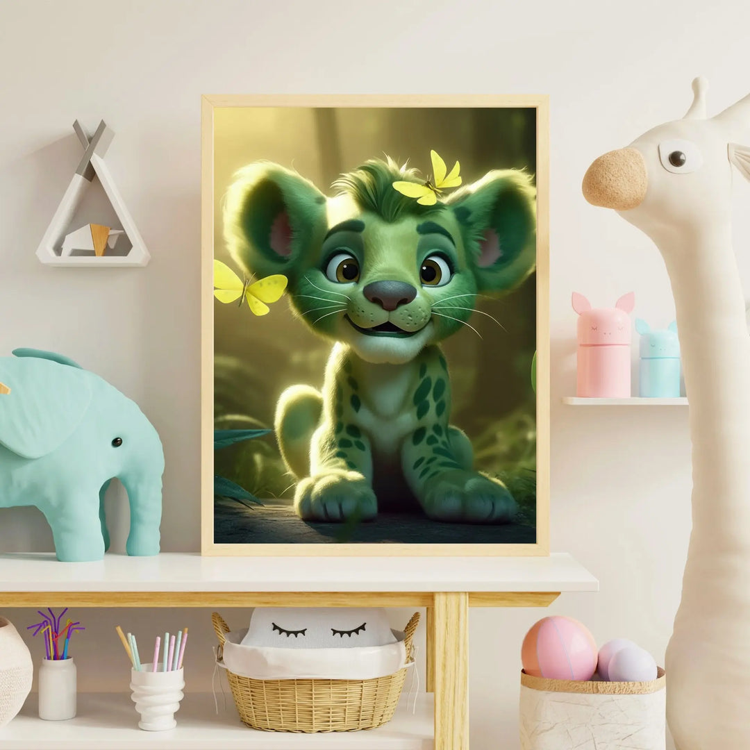 Affiche Bébé Lion vert - KoalaChicStudio