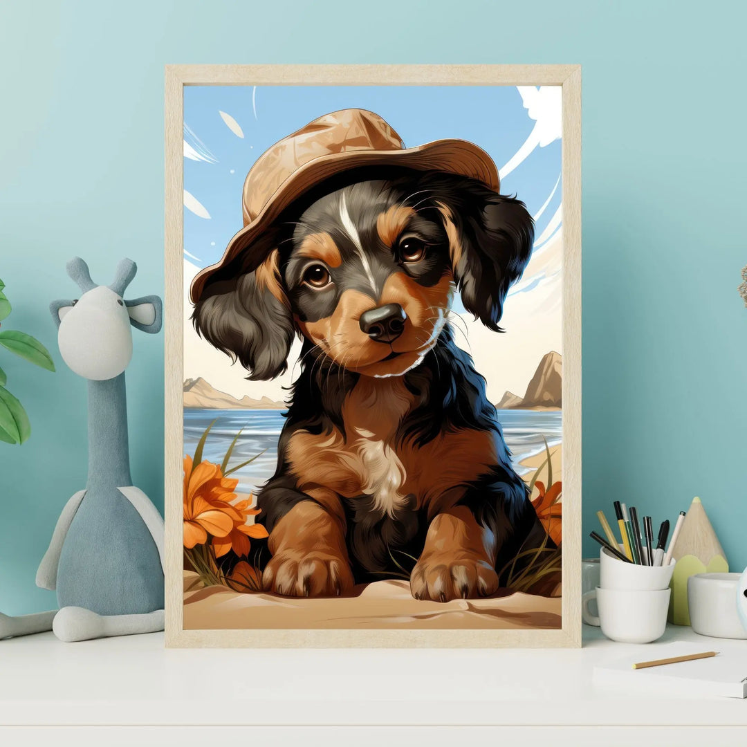 Affiche Chiot à la plage - Koala Chic Studio