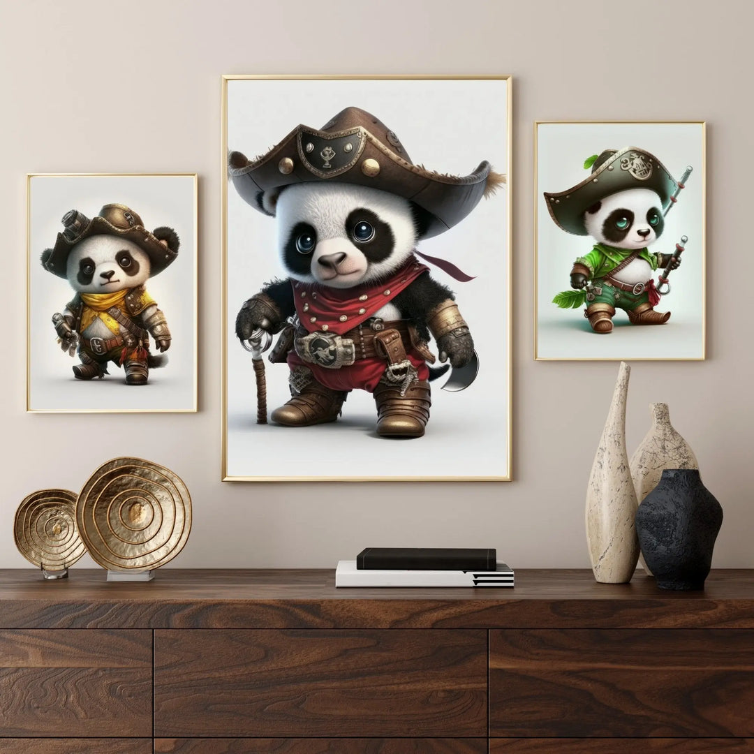 Lot de 3 affiches Bébé Panda Pirates - KoalaChicStudio