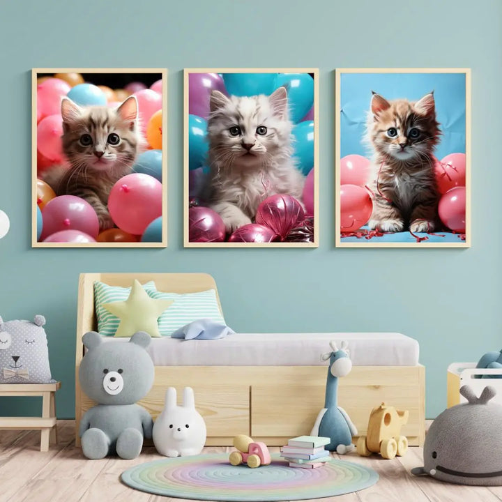 Lot de 3 affiches Chatons ballons - Koala Chic Studio