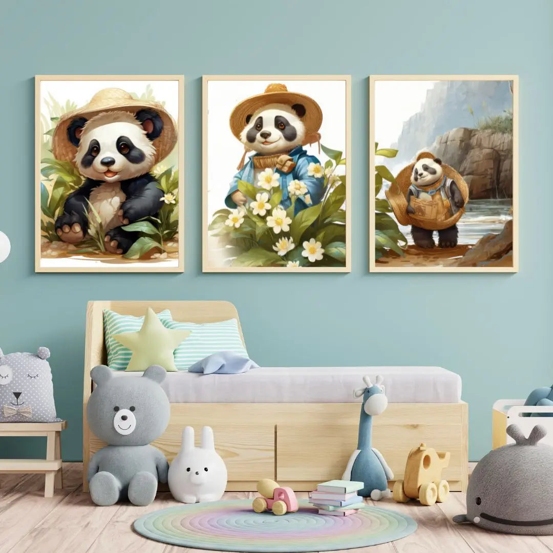 Lot de 3 affiches Famille Panda - Koala Chic Studio