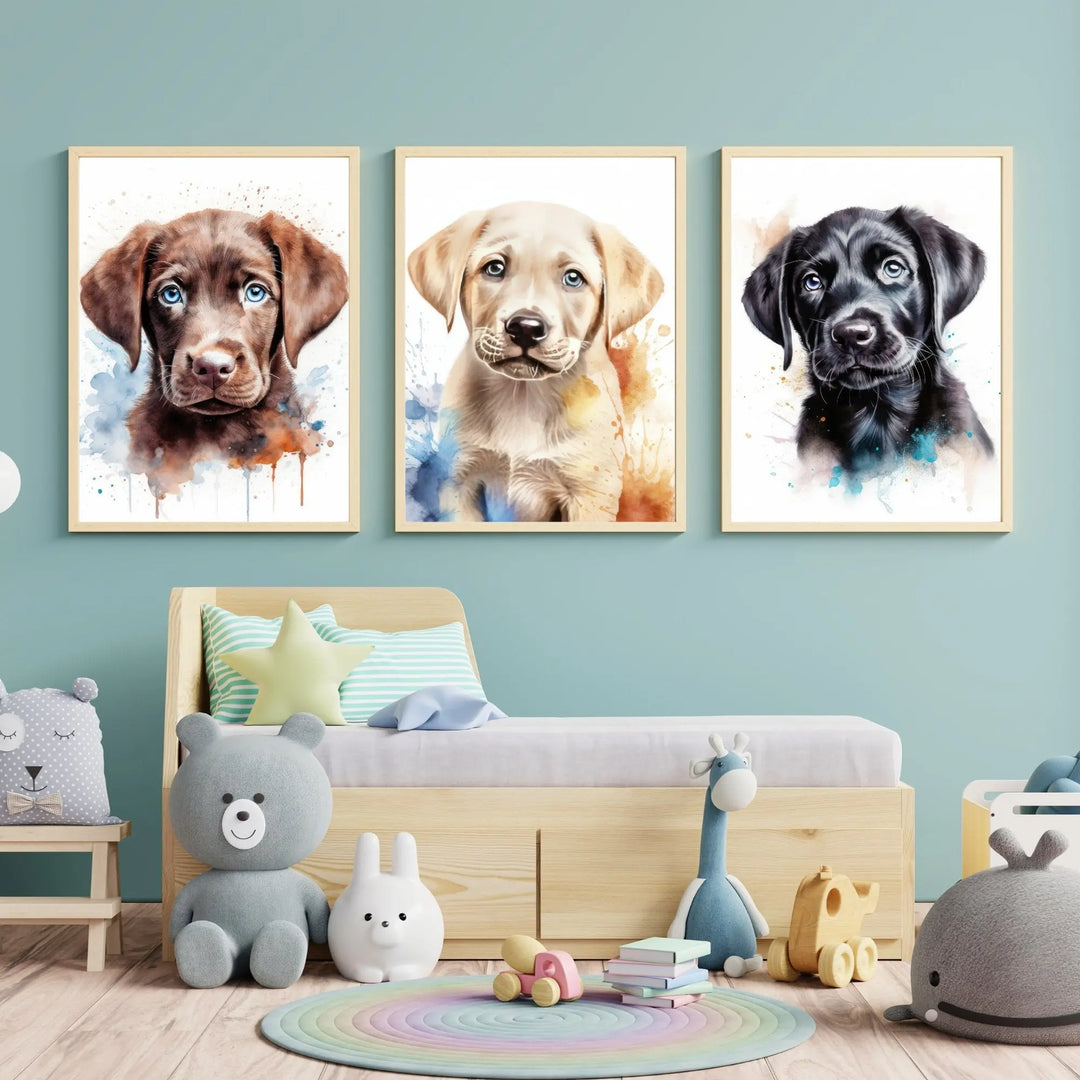 Lot de 3 affiches Labradors Aquarelle - KoalaChicStudio