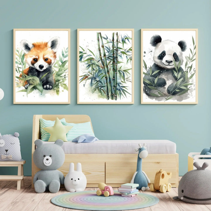 Lot de 3 affiches Panda et bambous - KoalaChicStudio