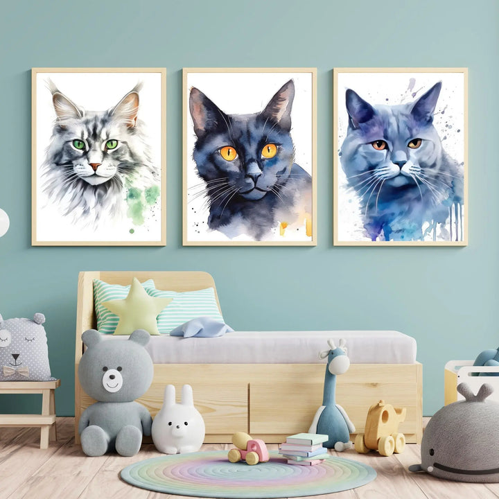 Lot de 6 affiches Chats du Monde - Koala Chic Studio