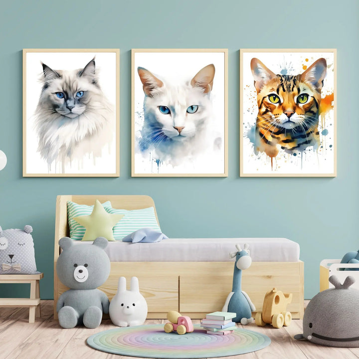 Lot de 6 affiches Chats du Monde - Koala Chic Studio